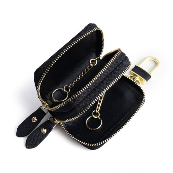 New Double Zipper Car Key Leather Cover Leather Car Key Bag Men's And Women's Leather Hook Key Bag New Double Zipper Car Key Leather Cover Leather Car Key Bag Men's And Women's Leather Hook Key Bag