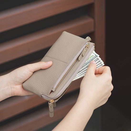 New Three Zipper Long Women's Wallet Multi-functional Mobile Phone Bag Card Coin Purse Leather Hand Bag