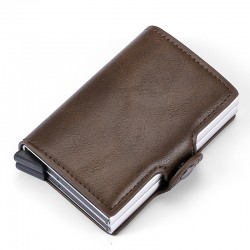 Amazon Source Explosions Pu Card Bag Double Aluminum Alloy Automatic Elastic Card Box Aliexpress Card Holder Rfid Card Holder