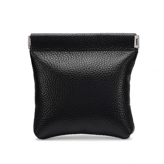 New Leather Gold Shrapnel Wallet Head Layer Leather Automatic Closing Coin Purse First Jewelry Lipstick Earphone Storage