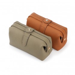 High-grade Genuine Leather Wash Bag Multifunctional Cosmetic Box Mouth Gold Cosmetic Bag Travel Wash Cosmetic Storage Box