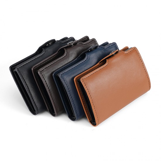 2023 New Automatic Pop-up Card Case Pu Metal Aluminum Case Card Holder Rfid Card Holder Credit Card Case Wholesale