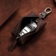 Genuine Leather Universal Car Key Bag Retro Crazy Horse Leather Men's Waist Hanging Bag Large Capacity Business Zipper Small Bag Cowhide