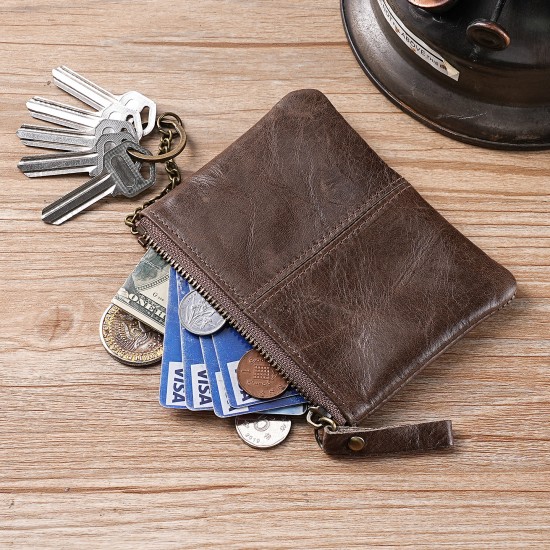 European And American Oil Wax Leather New Coin Purse Multi-function Key Case Car Key Case