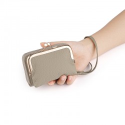 Japanese-style Gold Leather Ladies Wallet Rfid Multifunctional Wallet Out Of The Street Hand Carrying Hinged Bag 2-in -1 Change Wallet Bag