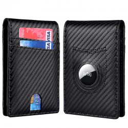 New European And American Men's Leather Airtag Wallet Leather Short Wallet Rfid With Locator Dollar Card Holder Factory