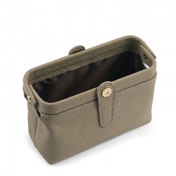 High-grade Genuine Leather Wash Bag Multifunctional Cosmetic Box Mouth Gold Cosmetic Bag Travel Wash Cosmetic Storage Box
