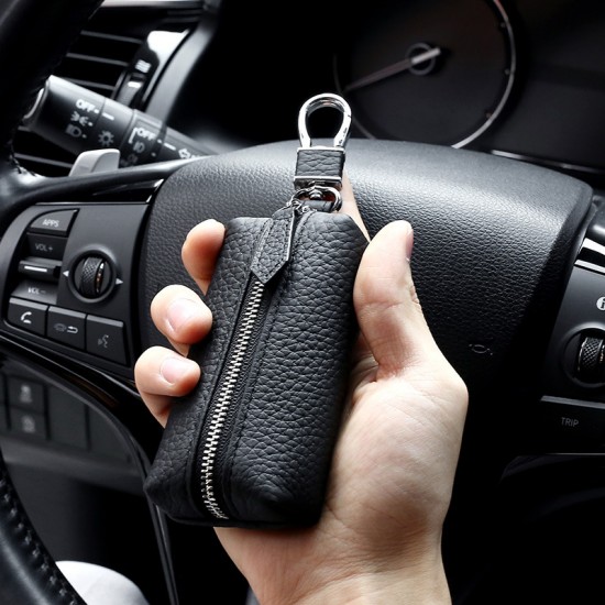 First Layer Leather Car Key Case Cross-border Hot Sale Cowhide Zipper Universal Men's And Women's Key Case Leather Case