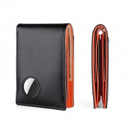 Anti-theft Brush Genuine Leather Rfid Wallet Short Anti-magnetic Men's Money Clip Head Layer Cowhide Airtag Tracker Gold Clip
