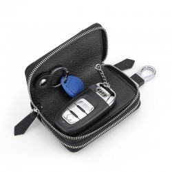 Widened Large-capacity Leather Car Key Bag Cowhide Double Zipper Door Card Key Bag Car Key Protection Leather Case
