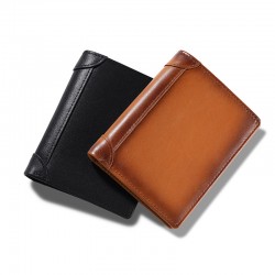 European And American Retro Wax Leather Wallet Men's Leather Wallet Rfid Anti-theft Brush Layer Cowhide Multifunctional Coin Purse