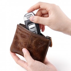 European And American Oil Wax Leather New Coin Purse Multi-function Key Case Car Key Case
