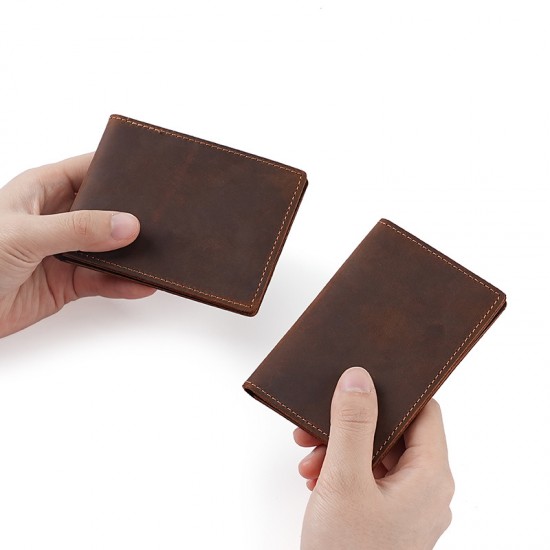 Retro Crazy Horse Leather Card Holder Card Holder Multi-function Driver's License Leather Case Head Layer Cowhide Ultra-thin Card Holder Leather Identification Holder