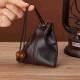 Advanced Sense Pocket Top Layer Cowhide Lucky Bag Drawstring Coin Purse Gold And Silver Jewelry Bag Headphones Lipstick Storage