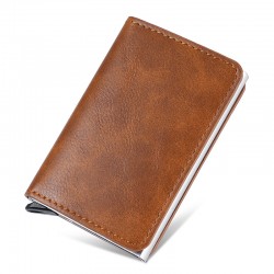 Cross-border Hot Men's Wallet Aluminum Alloy Anti-magnetic Card Case Carbon Fiber Pattern Three-fold Automatic Elastic Card Credit Card Bag