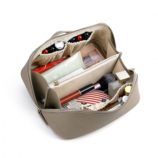 New Real Cowhide High-end Cosmetic Bag Large-capacity Portable Cosmetic Storage Bag Multi-functional Travel Wash Bag