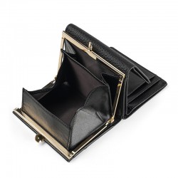 First Layer Cowhide Japanese Wallet Rfid Multi-card Wallet Contrast Coin Clip Gold Clip Hinged Leather Coin Wallet
