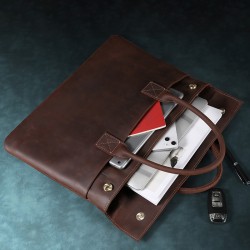 First Layer Cowhide Laptop Bag Men's Handbag Leather Large Capacity Business Documents Leather Bag Factory Direct