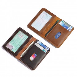 Retro Crazy Horse Leather Card Bag Head Layer Cowhide Card Bag Multifunctional Leather Card Holder Short Ultra-thin Driver's License Leather Case